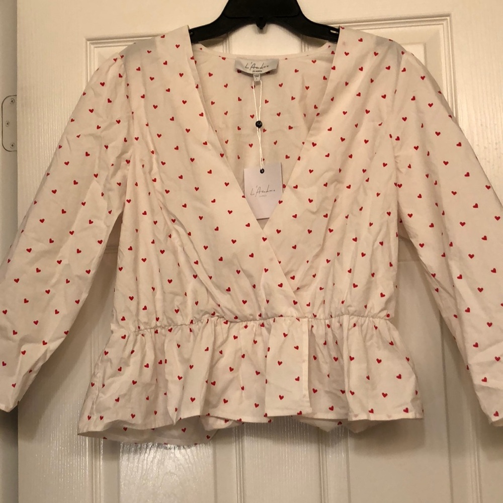 White & Red Hearts L’Academie Blouse